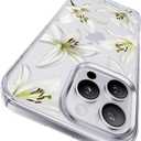 CASEKOO White Water Lily for iPhone 16 Pro Case, [Never Yellow Technology] [12FT Military-Grade Protection] Transparent Slim Floral Cover Gril Women 16 Pro Phone Case 6.3 inch, White Water Lily