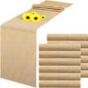 12Pack Natural Burlap Table Runners, Rustic Farmhouse Table Runner, 12 x 71 Inch Long Beige Woven Jute Table Runner Tablecloth for Wedding Party Kitchen Coffee Dining Table Decor