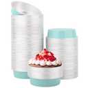 Beasea Aluminum Ramekins, 200 Pack 7.3oz 215ml Mini Disposable Baking Foil Cups 4 Inch No Lids Ramekin Cup Cupcake Aluminum Baking Cups for Party - Lake Blue