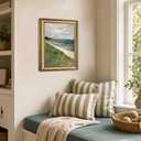 Gold Framed Coastal Wall Art Vintage Sailboat Beach Landscape Painting Nautical Ocean Wall Decor 3D Sandstone Textured Picture for Living Room Bedroom Farmhouse 16x24 Inch
