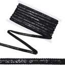 Black Sequin Bead Fabric Trim Flat Sequins Beaded Strip Woven Gimp Braided Trimming Metallic Glitter Polyester Ribbon Bulk for Sewing Making Dresses Clothes Crafts Choker Home Decor DIY (10M)