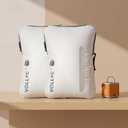 Travel Vacuum Bags with Pump, 25L Large Capacity Vacuum Bags for Travel, IPX7 Waterproof, Open Zipper, Reusable Travel Essentials Compression Bags for Luggage Backpack Suitcase Home Storage (White)