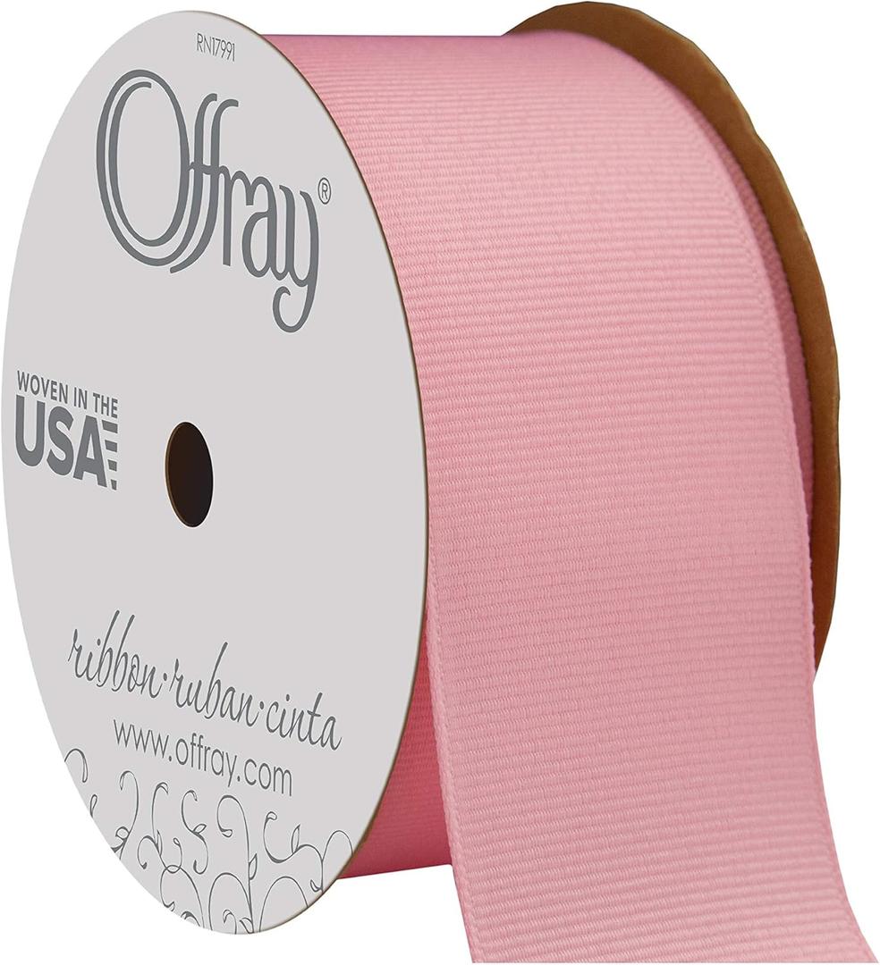Offray Grosgrain Craft Ribbon, 1 1/2-Inch x 12-Feet, Pink