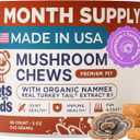 Pets are Kids Turkey Tail Mushroom for Dogs with Organic Real Turkey Tail - 8:1 Extract Mushroom Chews for Lumps & Bumps, Immunity, Gut, Skin, Joint & Spine Support - Reishi, Lions Mane - 60 Chews, Expiry: 03/2028