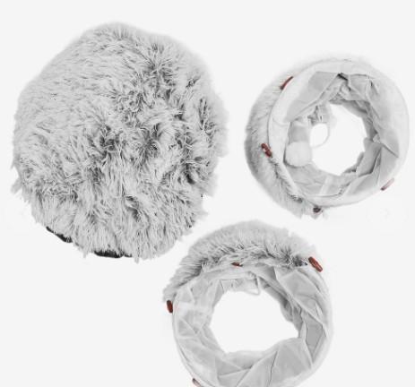 Cat Tunnel Bed Soft Plush Washable Multifunctional Folding Round Pet Tube Toy for Indoor Cats