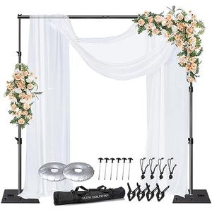 SLOW DOLPHIN Pipe and Drape Photography Backdrop Stand Kit Adjustable Photo Background Stand 10ft x 10ft with Metal Base for Parties Weddings Birthday Party Events Photo Booth