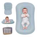 Baby Lounger for Newborn, Bionic Design Baby Lounger, Soft Organic Cotton Breathable Lounger for Infants 0-24 Months (Grayinsh Blue)‎17 x 13 x 3 inches