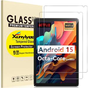 For URAO C107 Tablet 10.1 Inch Android 15 Screen Protector, 9H Hardness, Anti-Scratch,10.1 Inch Android 16 15 14 Upgraded Tablet Tempered Glass, [9.09'' x 5.70'', 231mm x 145mm], 2 Pack
