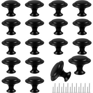 Romeda 18 Piece Drawer Hardware - Black 30mm Cabinet Knobs & Pulls for Dressers & Kitchens with Screw (Round-type Black)