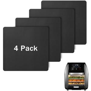 4PCS Oven Liners for CHEFMAN 10qt Air Fryer, Baking Mat Reusable Compatible with CHEFMAN Multifunctional Digital Air Fryer Accessories, Square Teflon Sheets