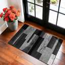 LIANLAM 2x3 Washable Entryway Rug, Non-Slip Indoor Door Mat with Vintage Checkered Pattern, Stain & Water Resistant Faux Wool Low Pile for Front Door, Hall, Kitchen, Bathroom - Easy Clean(2x3, Gray)