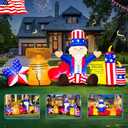 8FT Patriotic Independence Day 4th of July Inflatables Outdoor Decoration, Inflatable Uncle Sam Comboine, Built in LED Lights Blow up Fourth of July Decor for Holiday Party Garden Yard Lawn