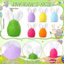 6 Pcs Colorful Flocked Easter Eggs Decorations with Bunny Ears 6.5" Flocking Egg Tabletop Ornaments for Easter Centerpieces, Large Size Decorations for Spring Home Office Party Supplies