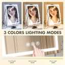 Hasipu LED Vanity Mirror 16" x20” - Smart Touch Makeup Mirror with 3-Color Lighting, Brightness Control, 10X Magnifying Glass & 360° Rotation