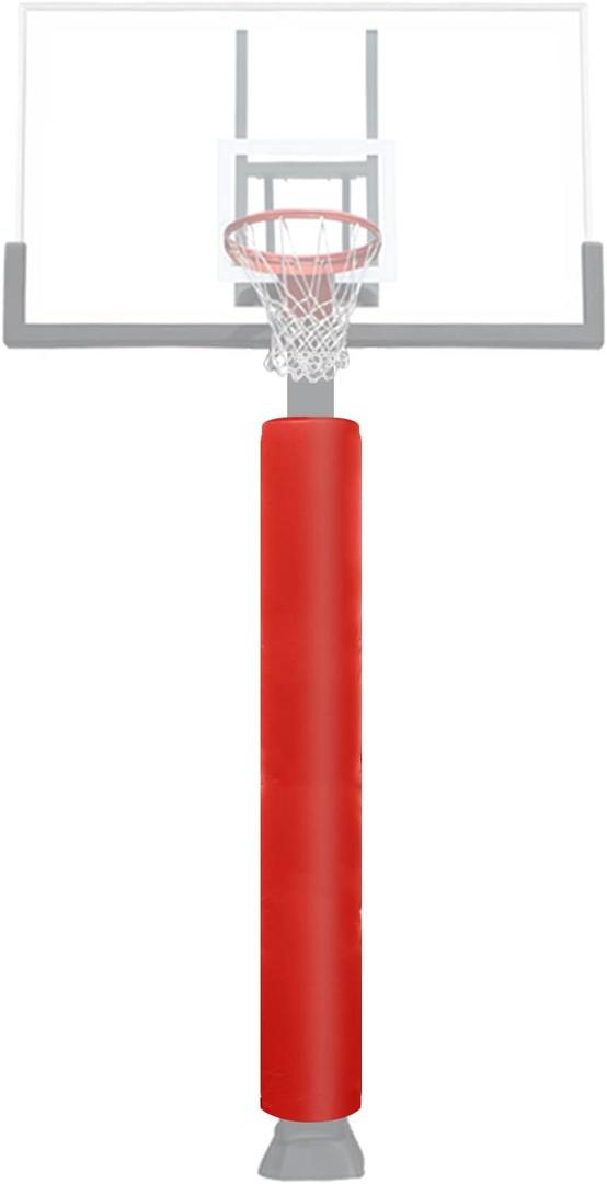 Basketball Pole Padding Heavy Duty Safety Pad for 3"- 5" Round Poles, Waterproof & Durable Garage, Basement, Outdoor Court Safety Pad (Red)