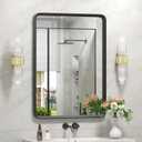 20x30 Inch Black Matte Framed Mirror for Bathroom, Rounded Rectangle Bathroom Vanity Mirror for Wall, Anti-Rust, Shatterproof (Horizontal/Vertical)
