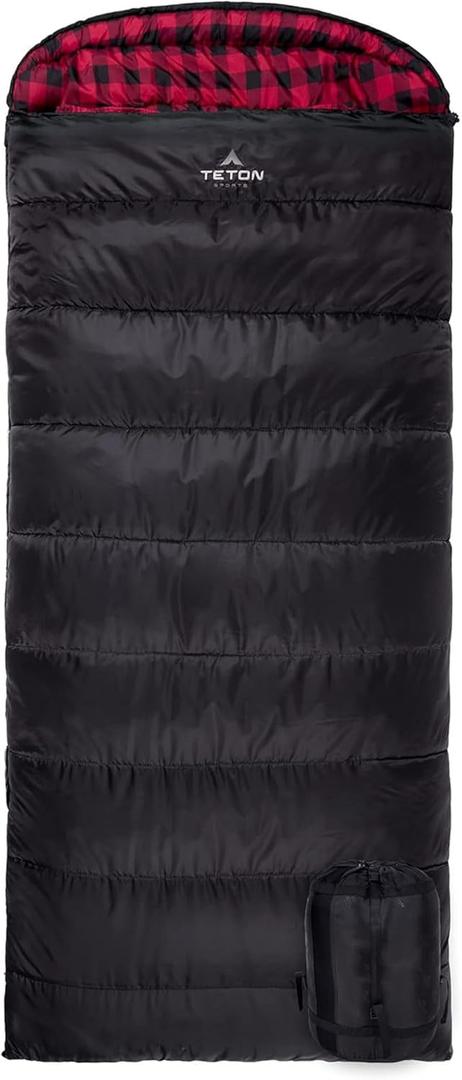 Teton Celsius XXL Sleeping Bag, Cold Weather Sleeping Bags for Adults and Kids, Camping Made Easy and Warm. Compression Sack Included, 35F, 25F, 0F, 20F Degree (Black (right zip))