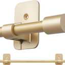 Curtain Rods No Drilling for Windows 30 to 60 Inch, 5/8" Adjustable Gold Curtain Rod, Renter-friendly with Adhesive Brackets for Drill-free Installation.
