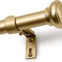 Gold Curtain Rods for Windows 66 to 120 Inches, 1 Inch Decorative Curtain Rod Set, Adjustable Length Heavy Duty Metal Window Curtain Rod with Brackets (28"-120")