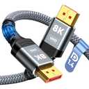Capshi 8K DisplayPort Cable 1.4, VESA Certified 6.6FT DP Cord (8K@60Hz, 4K@144Hz, 2K@240Hz), 32.4Gbps Display Port Cable for Gaming Monitor, Graphic, PC, HDR/HDCP 2.2/FreeSync/G-Sync, Braided, Grey