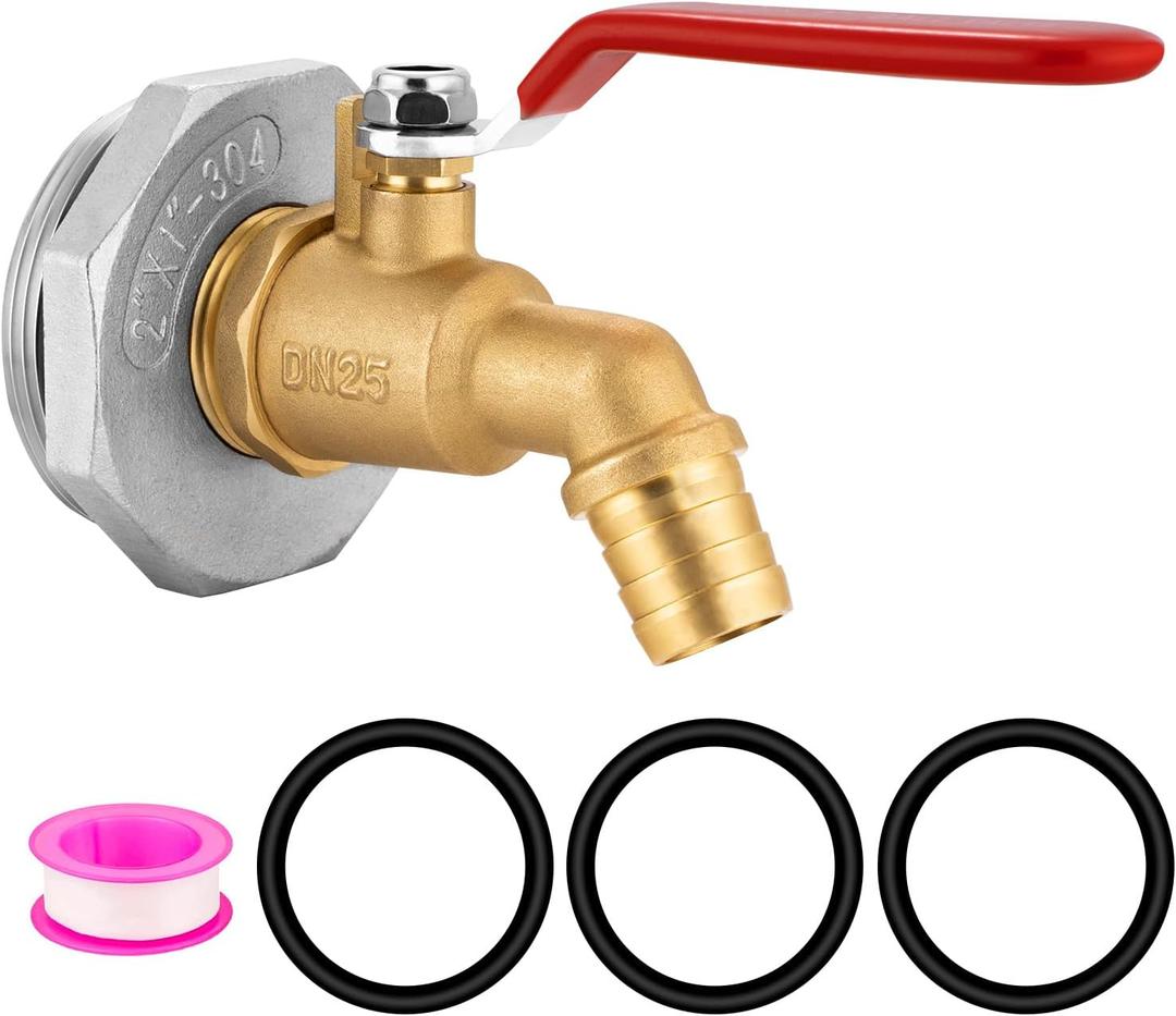 Enoch's Land 55 Gallon Drum Spigot,2" Brass Barrel Faucet with EPDM Gasket for 55 Gallon Drum (1 Pack)