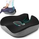 Anzhixiu Concave U Surface Donut Pillow for Tailbone Pain Cradle Tailbone Reducing Pressure on Pelvis- Hemorrhoid Pillow for Office, Car, Home Seat- Black/Gray