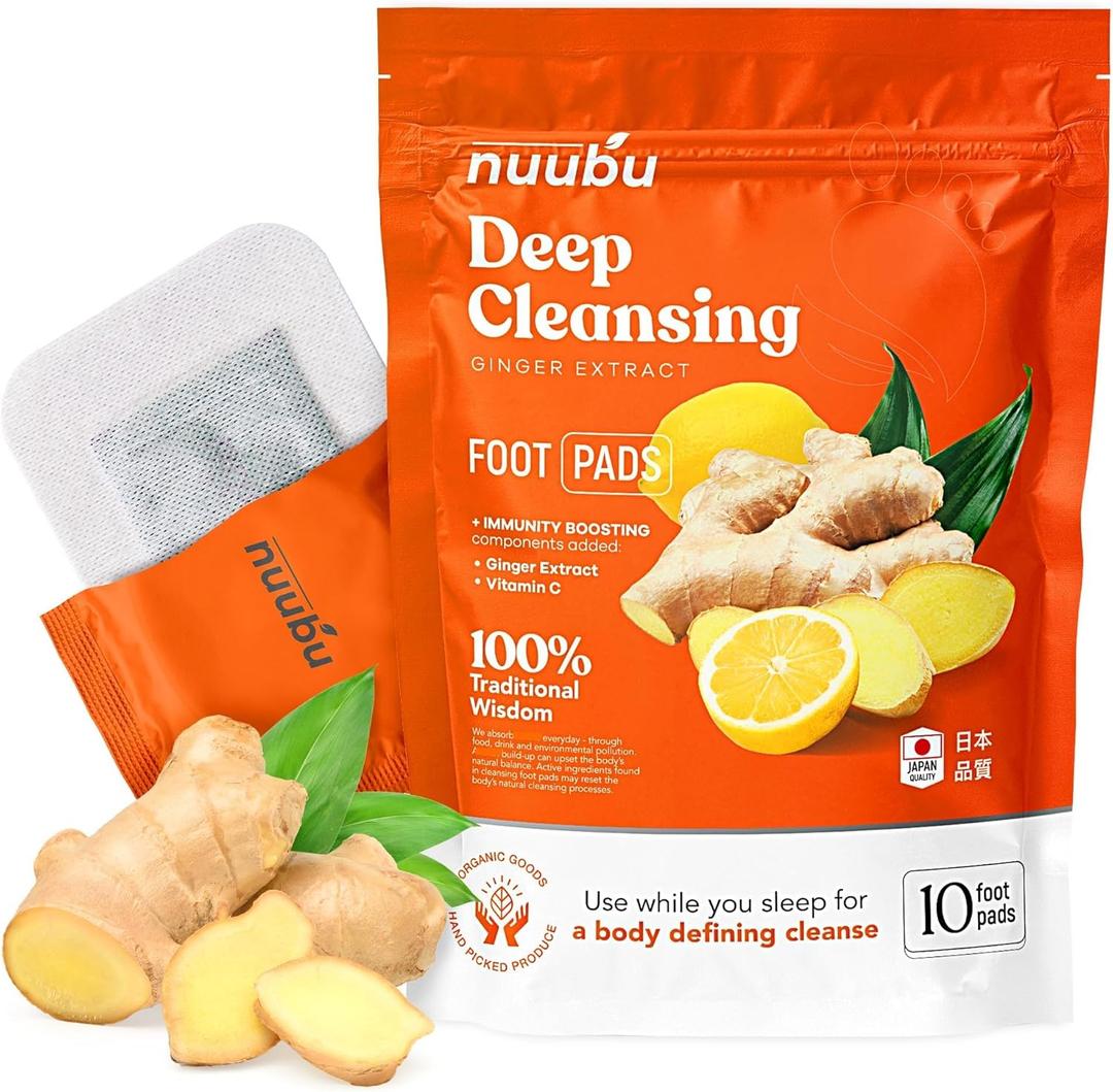 | Ginger Deep Cleansing Foot Pads for Better Sleep & Foot Care | Premium Japanese Organic Foot Pads with Ginger Powder (10 Pc) (Pack of 1 | 10 Pc)