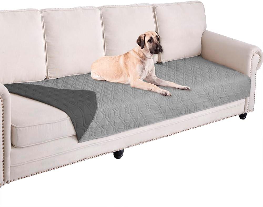 Ameritex Waterproof Dog Bed Cover Pet Blanket for Furniture Bed Couch Sofa Reversible (30x80 Inch (Pack of 1), Grey+dark Grey)