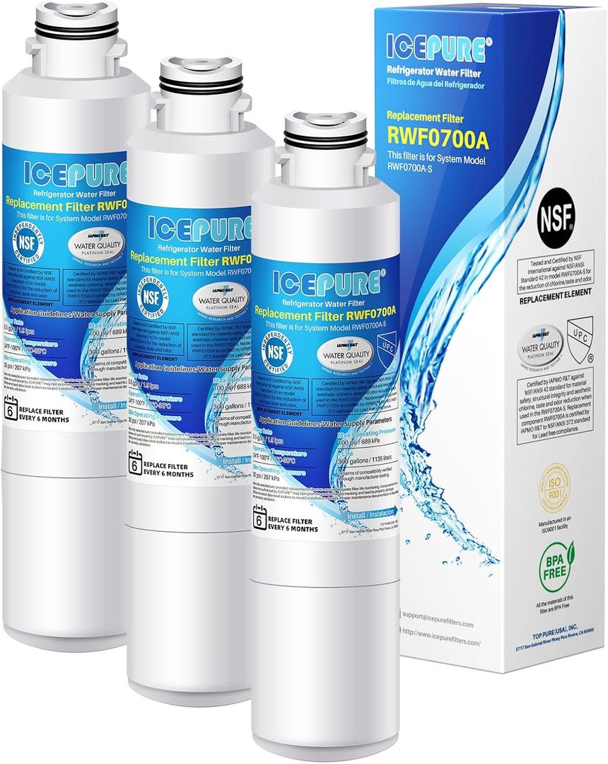 ICEPURE DA29-00020B Replacement for Samsung Water Filter HAF-CIN/EXP HAF-CIN DA29-00020B-1 RF28HMEDBSR RF263BEAESR RS25J500DSR RF263TEAESG RWF0700A HDX FMS-2 DA97-08006A-1 RF4287HARS RF28HFEDBSR 3PACK