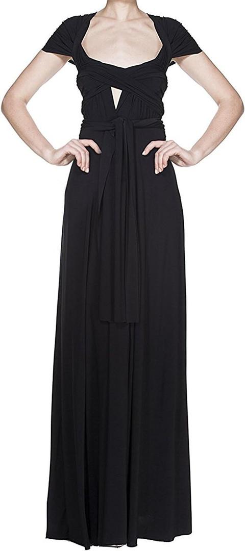 Women's Transformer Convertible Multi Way Wrap Long Prom Maxi Dress V-Neck High Low Wedding Bridesmaid Evening Party Grecian Dresses Boho Backless Halter Formal Cocktail Dance Gown Black X-Large