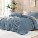 Andency Blue Comforter Set Full Size, 3 Pieces Boho Lightweight Fluffy Bedding Comforter Set for Full Bed, Tufted Farmhouse Design Bed Set for All Season (1 Comforter 79x90In, 2 Pillowcases)