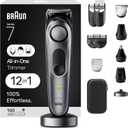 Braun All-in-One Men's Shaving Kit Series 7 7440, 12-in-1 Beard, Face, Nose, Ear Trimmer, Hair Clippers, Body Groomer and Manscaping + Travel Case + Charging Stand