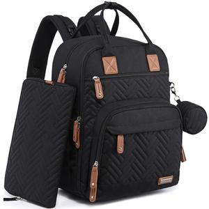 iniuniu Diaper Bag Backpack, 4 in 1 kit Large Unisex Baby Bags for Boys Girls, Waterproof Travel Back Pack with Pouch, Black