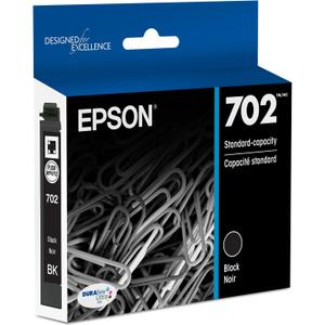 EPSON 702 DURABrite Ultra Ink Standard Capacity Black Cartridge (T702120-S) Works with WorkForce Pro WF-3720, WF-3730, WF-3733
