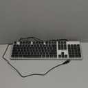 EWEADN GX710S Backlit Computer Keyboards, Wired USB Keyboard with White Backlit, Metal Panel, Plug and Play, Pudding Keycaps Full Size Quite Computer Keyboard for Win/PC/Laptop-Black