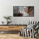 Yiijeah Abstract Wall Art for Liiving Room Large Framed Artwork for Walls Mud-brown Canvas Decor Prints Pictures Bedroom Office Home Decor 40x20 Inches