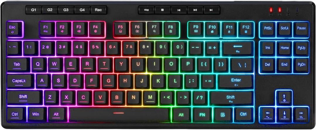 Redragon K516 PRO Shiva TKL RGB Wireless Membrane Gaming Keyboard, 87 Keys Mechanical-Feel Keyboard w/Smooth Linear Switch, On-Board Macro & Multimedia Keys, 16.8M RGB Backlit, Software Supported (Black)