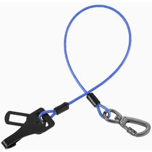 Dog Car Seat Belt - 3-in-1 Heavy Duty Safety Harness with Locking Carabiner, Universal Buckle Adapter, Chew-Proof Steel Rope (Blue, 16in/40cm)