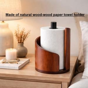2026 New -Mountain Paper Towel Holder  with Mango Wood,Round Base & Iron Holder, Modern Countertop for Kitchen & Living Room Daily Use (Brown)