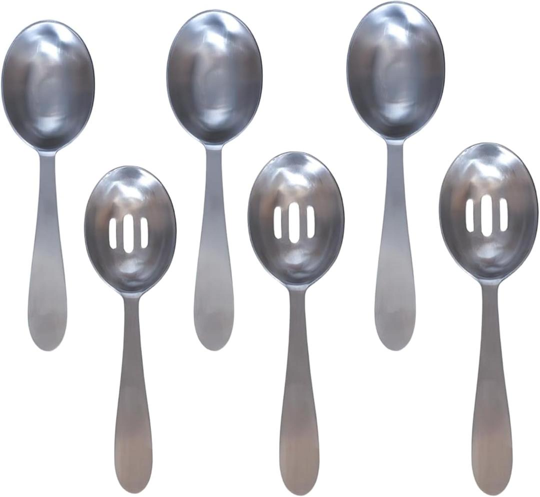 Darware Portion Control Serving Spoons Set (6pc)  Stainless Steel 1/4, 1/3, 1/2 Cup Sizes  Solid & Slotted Kitchen Utensils for Meal Prep, Cooking & Healthy Eating