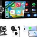 Single Din Car Stereo, 6.36 Inch CarPlay & Android Auto IPS Touchscreen Radio with Bluetooth with Backup Camera, Support USB Type-C Charging/USB/Microphone/FM/EQ