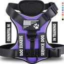Demigreat Service Dog Harness, Reflective Dog Vest Harness with 5 PCS Patches, Adjustable Soft Oxford Pet Harness, Inner Layer Mesh, Easy to Control for Dogs (Small (Pack of 1), Purple)