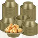 Lallisa 100 Pcs 12oz Gold Disposable Plastic bowls Dessert Cups Ice Cream Snack Salad Soup Food Serving Bowls for Party Favor Picnic