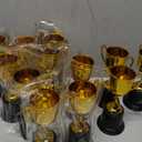 WINKIO Mini Trophies, 12 Pack Gold Trophy Award, Plastic Trophies for Kids, 4 Inch Trophy Cups, Award Trophies for Party Favors, Props, Rewards, Winning Prizes, Competitions Ceremony Parties Favor