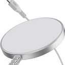 ESR HaloLock for Magsafe Charger, 15W Wireless Charger, Wireless Charging Pad for iPhone 15/14/13/12, AirPods 4/3/Pro/Pro 2, Galaxy S25, Strong Magnetic Charging Pad with Type-C Cable, Silver