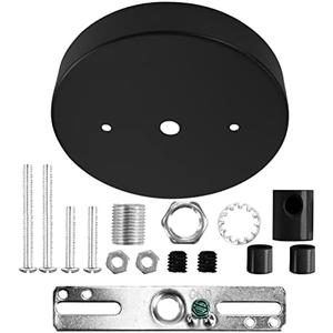 Sangle Sopffy Pendant Light Canopy Kit, 5 1/8 Inches Ceiling Lighting Canopy Kit with All Mounting Hardware Modern Chandelier Ceiling Plate Cover for Pendant Lighting Fixtures, Black (Black)