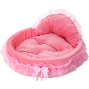 pawstrip Pink Dog Bed Washable Princess Cat Couch Soft Plush Pet Sofa Nest Mat Snuggle Kitten Puppy Cave Beds Cute Cozy Kitten Doggy Kennel Cushion Small Medium Dogs Cats Sleeping Pad (S, Pink)