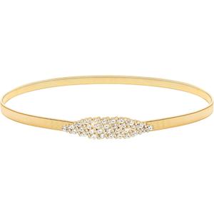 LIMHOO Women's Skinny Metal Waist Belt Elastic Thin Waist Belt for Dress Stretch Chain Belt (Hy19414-gold)