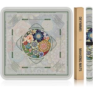 Deyimmei Neoprene Mahjong Mat for Table 31.5"x31.5" - Non-Slip, Noise Reduction Cover with Storage Pockets, American Rules & Crease-Free Rolled Shipping (Vibrant Blooms)