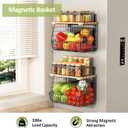 Magnetic Shelf for Fridge with Lid: 2 Pack Fruit Potato and Onion Storage Bin - Magnetic Spice Rack for Refrigerator & Kitchen Counter - Pantry Organizers and Storage